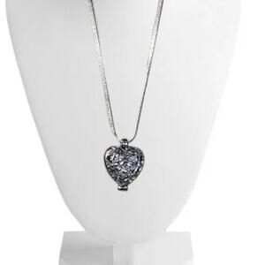Heart Locket Filigree Weave Pendant Stainless Steel Chain Necklace